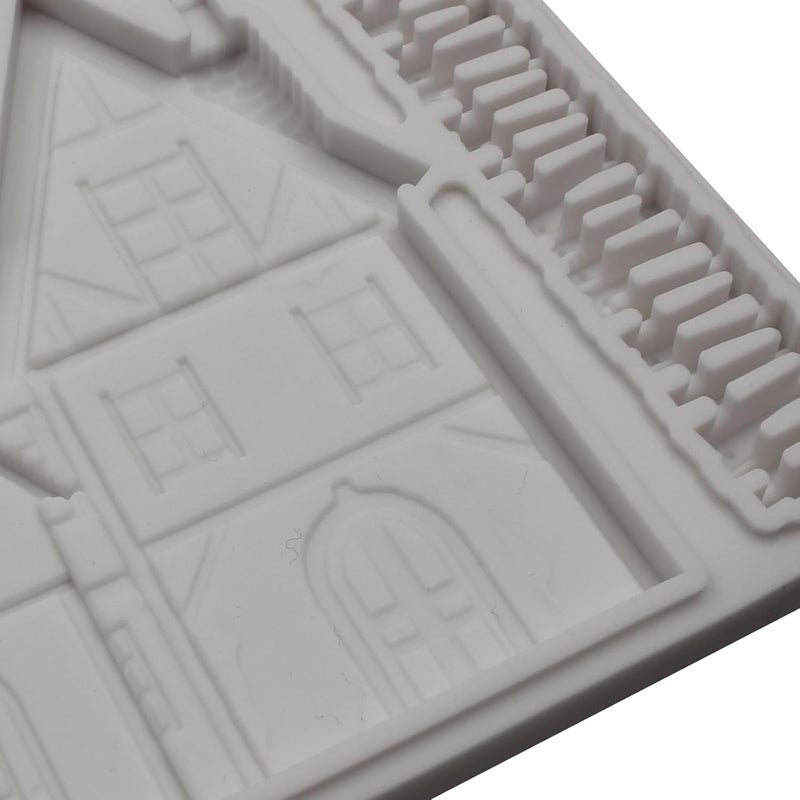Caregene Victorian Houses Silicone Mold, Vintage Buildings Fondant Mold with Lamp Post, 7.95 x 4.92 inches, Gray - Image 5